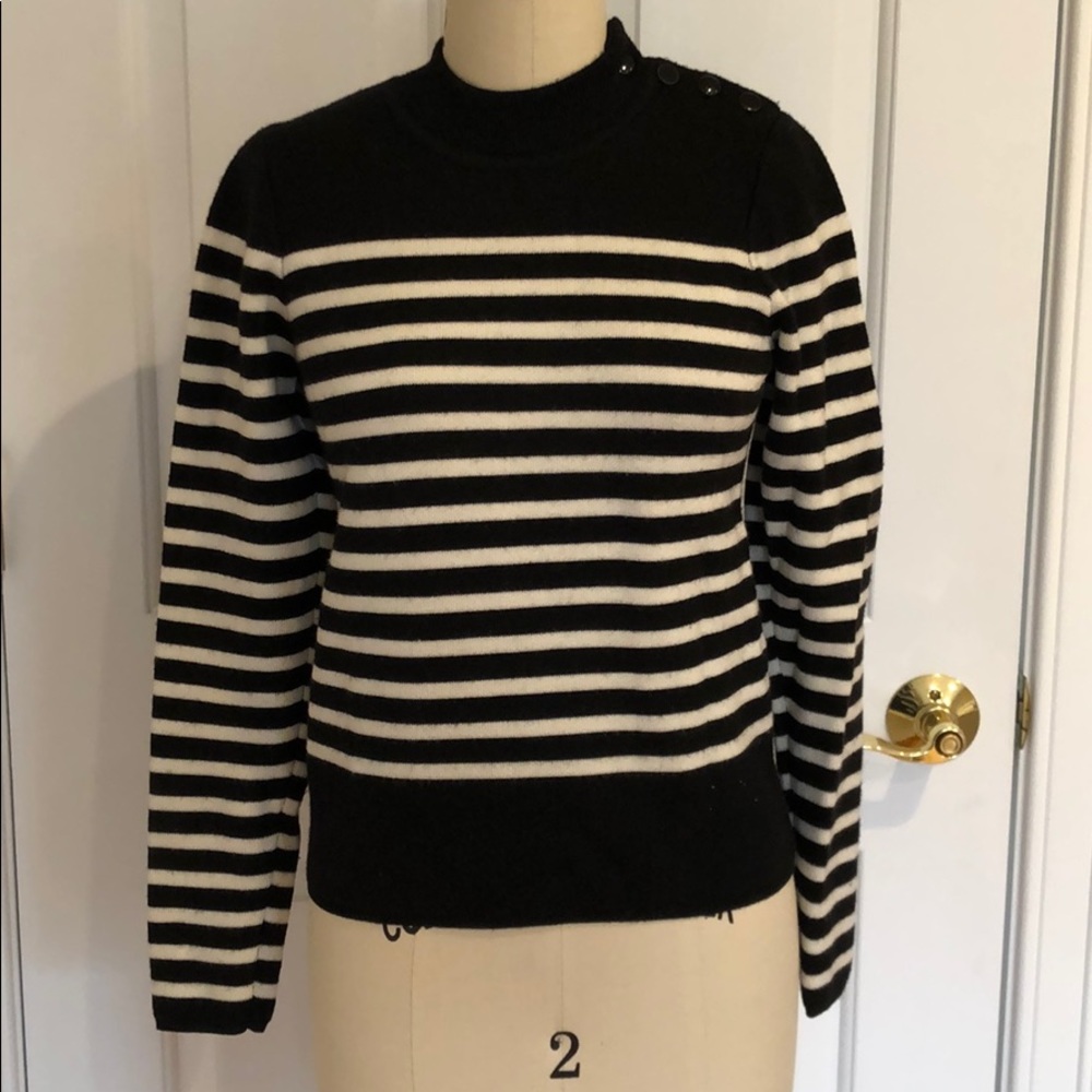 Women’s Sandro Black&WhiteStriped MockNeck Sweater